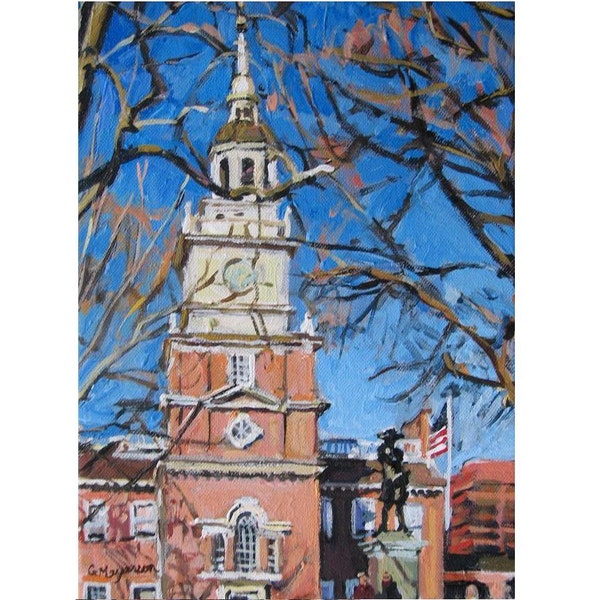 Philadelphia Painting. Independence Hall. Liberty Bell. Living Room Decor. American History. Ben Franklin. Gwen Meyerson