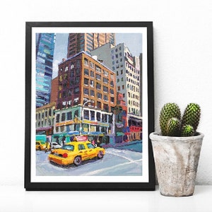 NYC Midtown East Art Print: Taxi Cab Cityscape by Gwen Meyerson