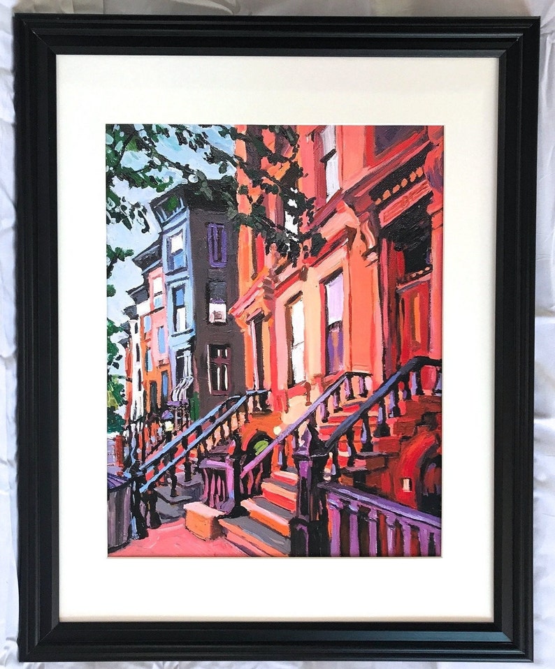 Park Slope Brooklyn Brownstones Print, Home Wall Decor. White frame or Black frame. Gwen Meyerson 16x20 black frame