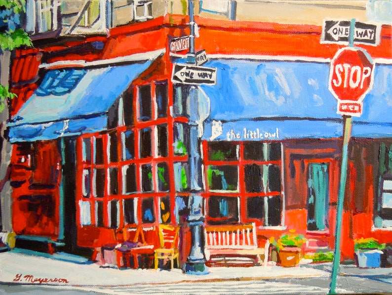New York Art Greenwich Village Little Owl Wall Decor Red Etsy