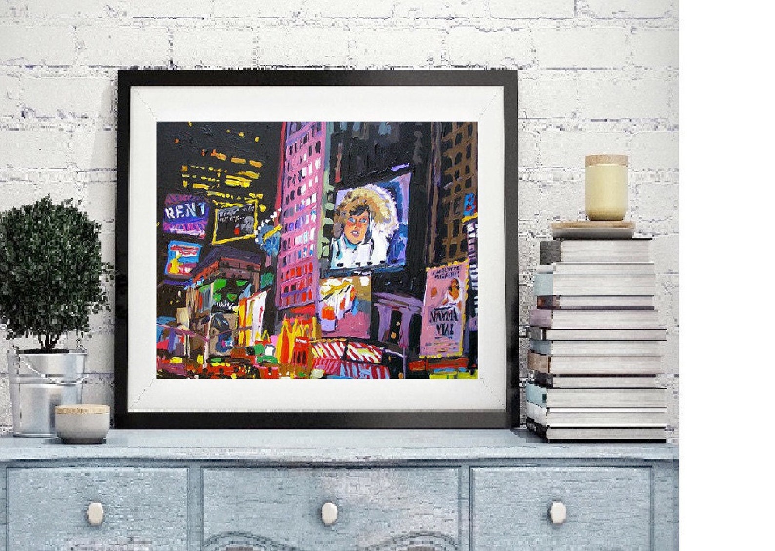 New York Art. Wall Art. NYC Decor. Broadway at Night. Times Etsy