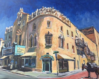 Santa Fe New Mexico Art. Adobe Painting. Lensic Theater. Architecture. Southwest Painting. Southwestern Print Gwen Meyerson