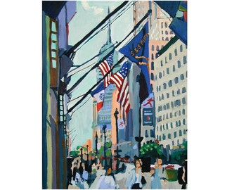 New York Art. Flags on Fifth Avenue. Living Room Decor. NYC Painting. Midtown Cityscape Gwen Meyerson