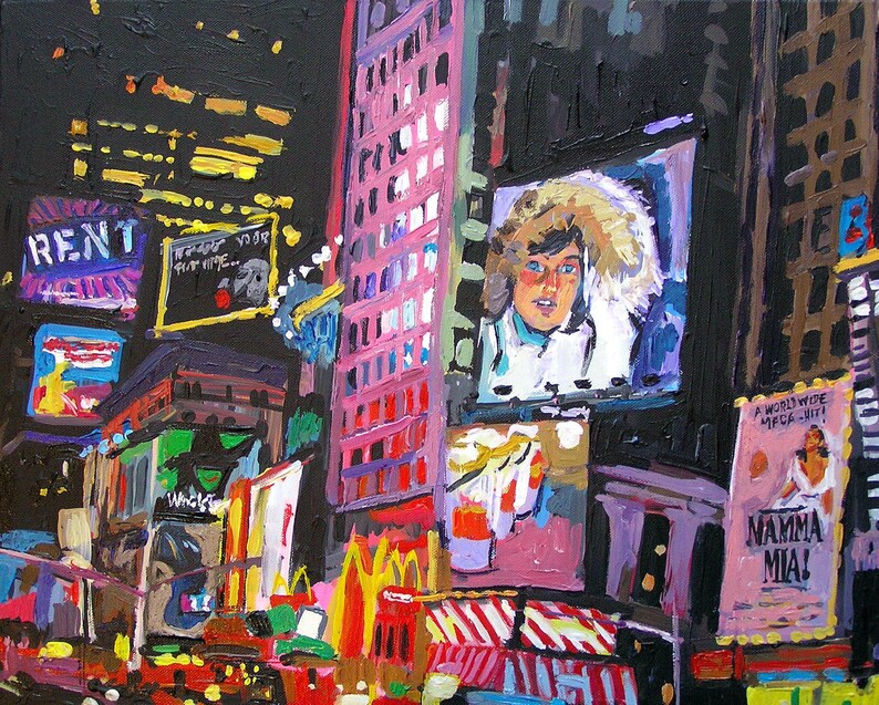 New York Art. Wall Art. NYC Decor. Broadway at Night. Times Etsy