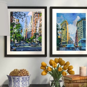 Chrysler Building Print Art. New York Cityscape Wall Art. Eastside Painting. Iconic Manhattan Building. Gwen Meyerson image 7