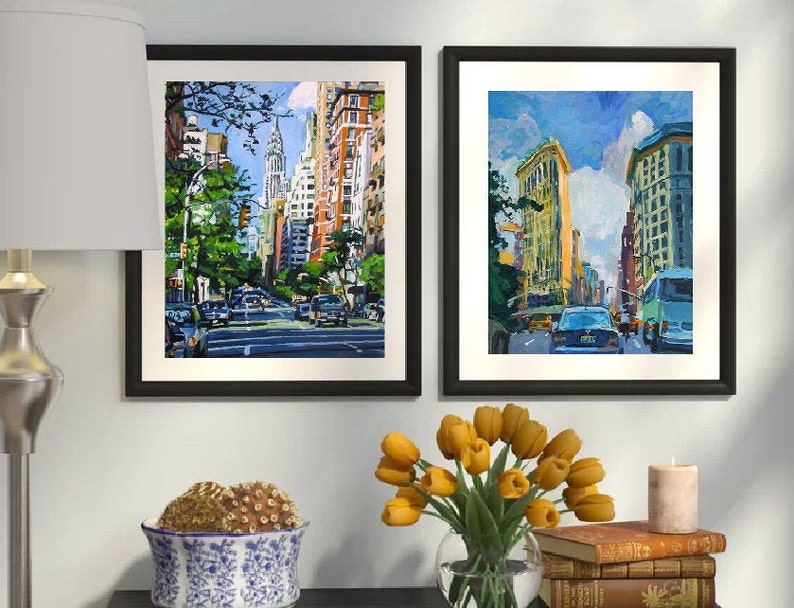 Chrysler Building Print Art. New York Cityscape Wall Art. Eastside Painting. Iconic Manhattan Building. Gwen Meyerson image 7