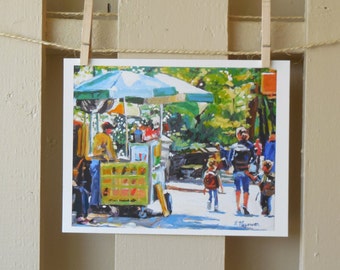 Central Park Vendor, New York Art, NYC Painting, NYC Wall Art. Cityscape  by Gwen Meyerson