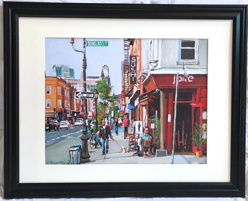 Brooklyn Painting, Carroll Gardens, Smith Street Scene, Living Room Decor. NYC Wall Art Gwen Meyerson image 7