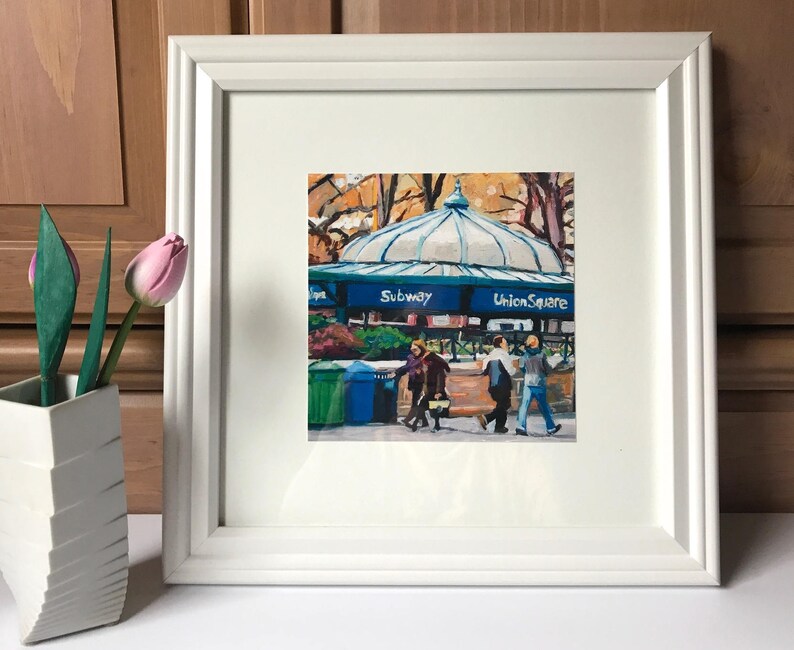 Union Square New York Art Wall Decor Autumn Cityscape Painting Etsy