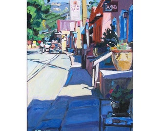 Southwestern Painting Santa Fe Art,  Canyon Road Print by Gwen Meyerson