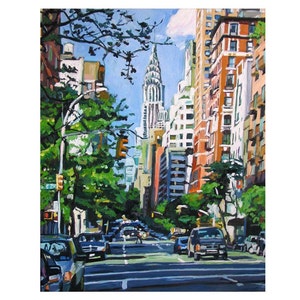 Chrysler Building Print Art. New York Cityscape Wall Art. Eastside Painting.  Iconic Manhattan Building. Gwen Meyerson