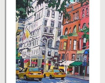 NYC Painting: Madison Avenue, Upper East Side Fine Art Print