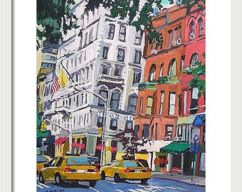 Peinture de New York, art mural Madison Avenue Upper East Side New York, décoration de salon, paysage urbain, art de New York, Gwen Meyerson