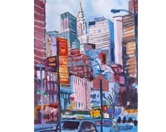 Chrysler Building New York Art, NYC Painting. Watercolor Print, Colorful Cityscape Gwen Meyerson