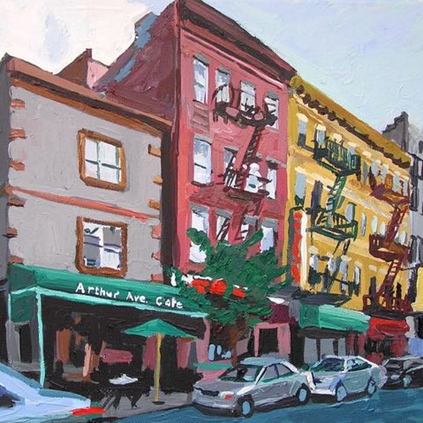 The Bronx Arthur Avenue NYC Art. Living Room Decor, Wall Decor, Belmont Section,  Little Italy New York City Painting by Gwen Meyerson