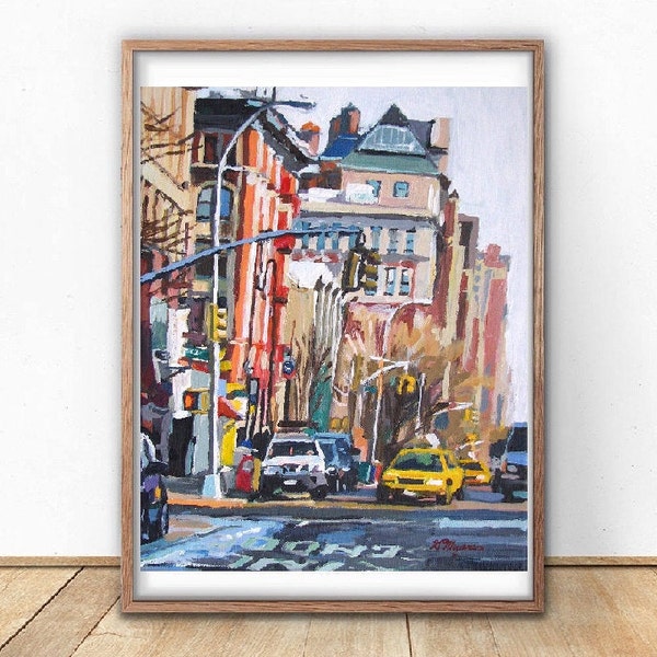 New York City Art. Autumn Lower Eastside buildings, downtown Manhattan, NYC Art Print by Gwen Meyerson