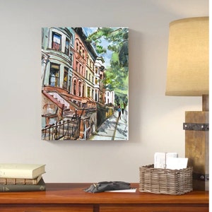 Brooklyn Brownstone watercolor. Park Slope Neighborhood. Prospect Heights Painting. Gwen Meyerson image 2