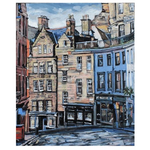 Scottish Painting Edinburgh Scotland Victoria Street Old Town European 8x10 11x14 12x16 Print Architecture Painting Gwen Meyerson