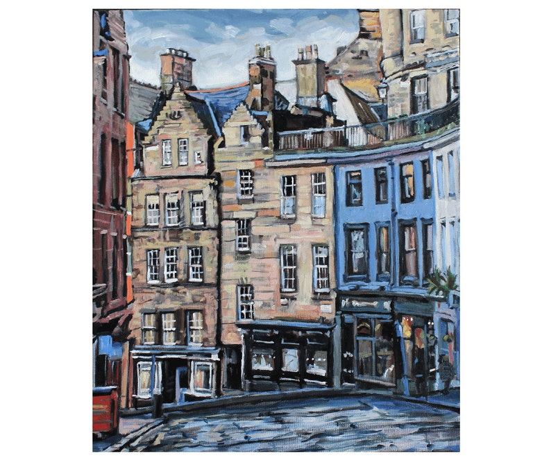 Scottish Painting Edinburgh Scotland Victoria Street Old Town Etsy
