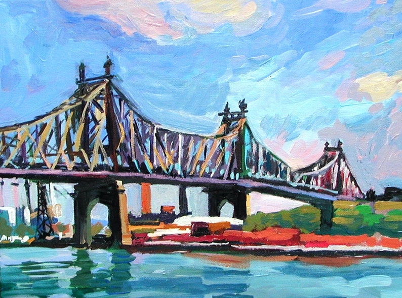 Hell Gate Bridge Astoria Queens NYC Print of Watercolor Painting by Gwen Meyerson image 6