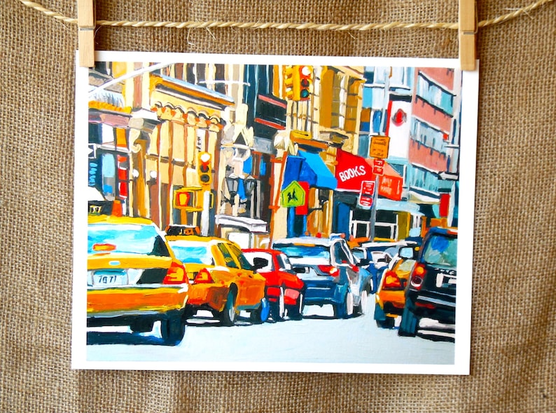 NYC Painting New York City Art Print Yellow Taxi Cabs. Etsy