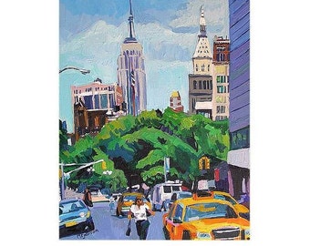 New York City Art. NYC Painting. Living Room Decor. Looking to Midtown. Art Print, Gwen Meyerson