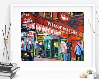 Music Lover Painting. Jazz Lover. Village Vanguard Jazz Club. Framed art Gwen Meyerson