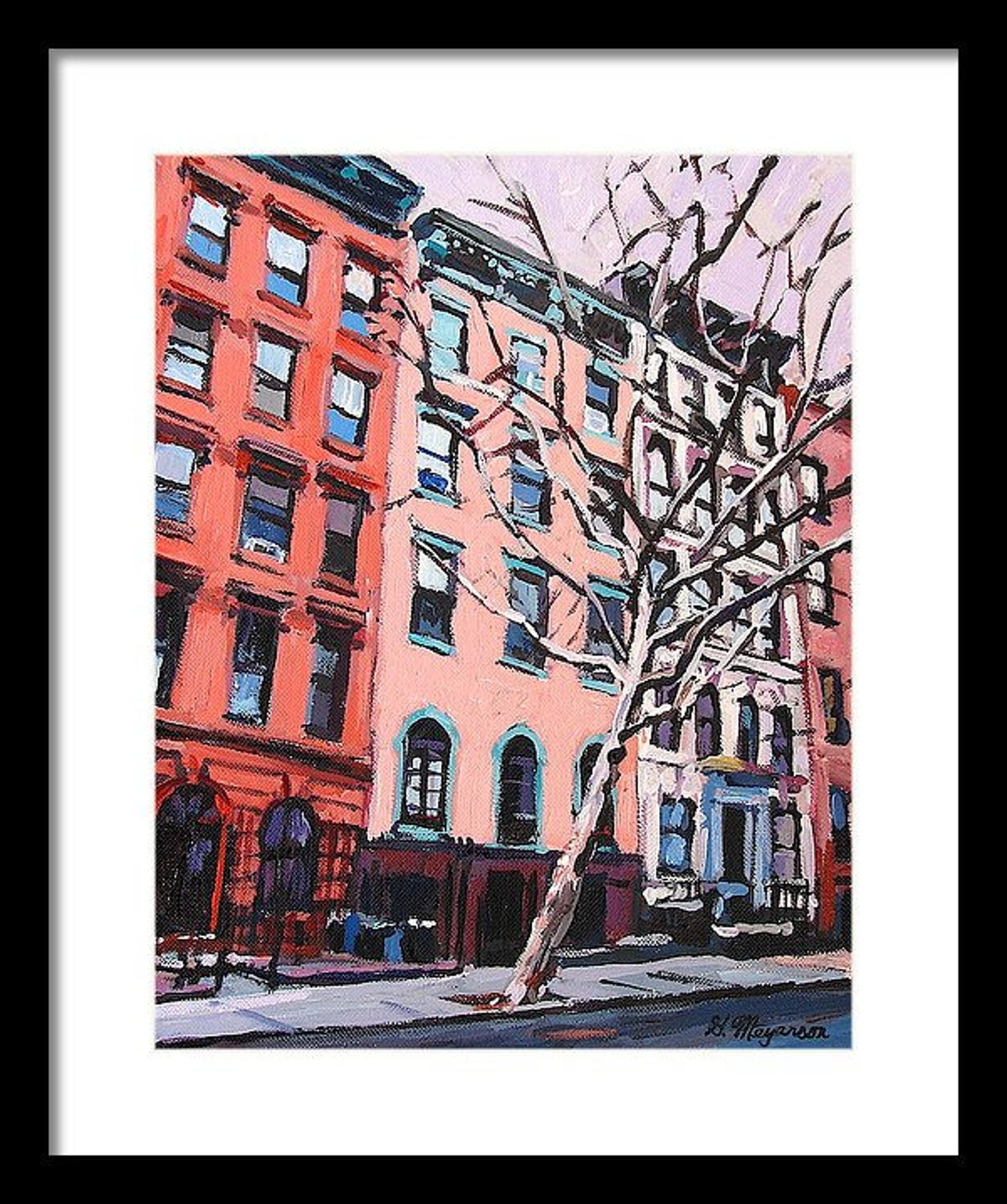New York Art NYC Wall Art NYC Painting Red Buildings. Fine Etsy