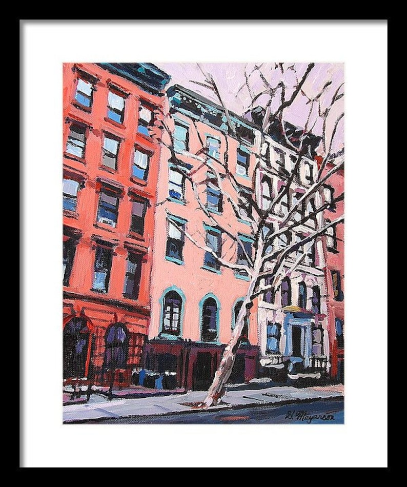 New York Art NYC Wall Art NYC Painting Red Buildings. Fine Etsy
