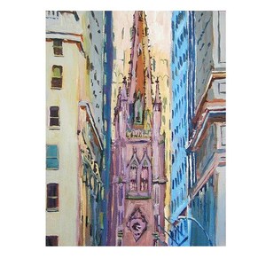 NYC Painting of Trinity Church, Wall Street, Lower Manhattan Art. Living Room Decor. Painting by Gwen Meyerson image 4