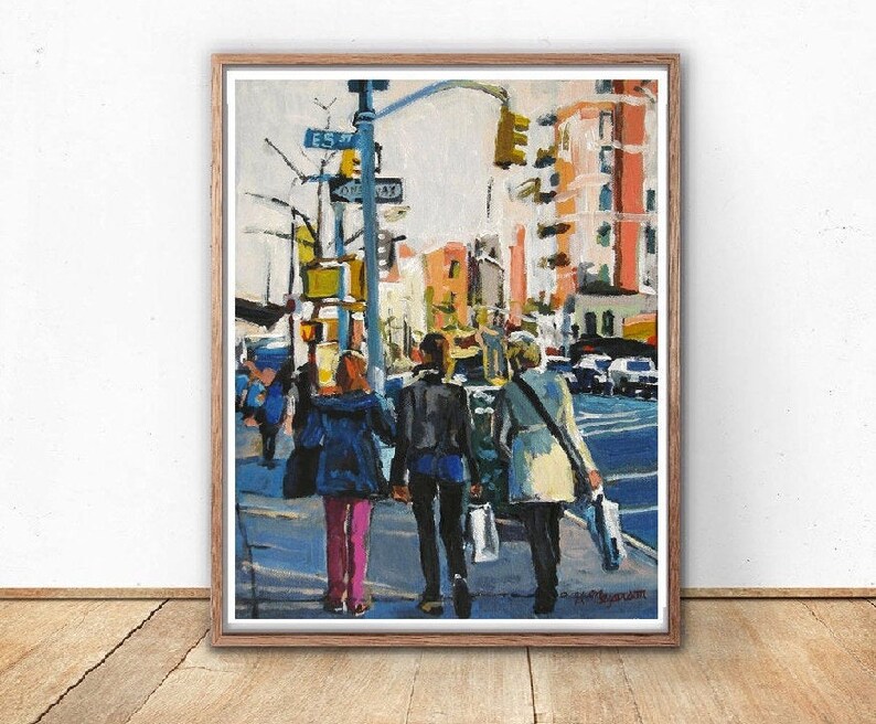 NYC East Village Art Lower Eastside Winter City Painting 5x7 8x10 11x14 Print of Painting by Gwen Meyerson