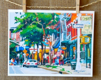 Brooklyn Park Slope Painting. Coffee Cafe. Garfield Place, Kos Kaffe Ozzies  Gwen Meyerson