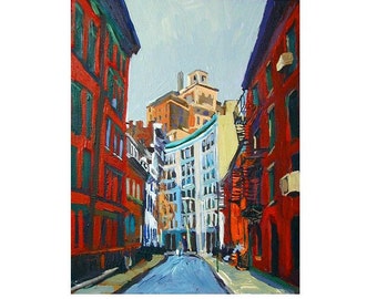 NYC Painting, Gay Street Greenwich Village NYC  Art Print 8x10 White Frame | Black Frame| New York Cityscape Painting Gwen Meyerson