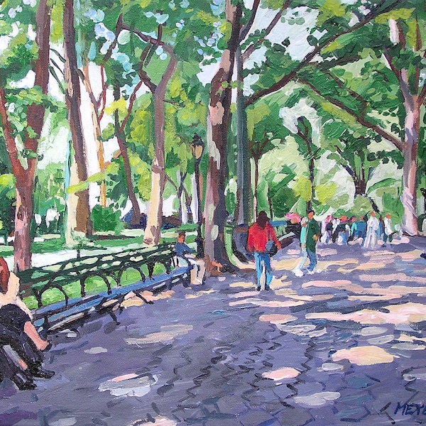 Central Park Art Print: NYC Landscape, Black or White Frame, Gwen Meyerson Painting