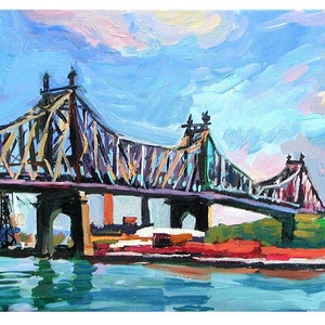 NYC Art. Queensboro Bridge. Queens. Long Island City. Astoria New York, 59th Street Bridge, Painting by Gwen Meyerson image 1