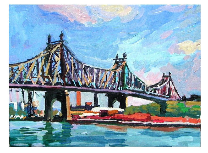 NYC Art. Queensboro Bridge. Queens. Long Island City. Astoria New York, 59th Street Bridge, Painting by Gwen Meyerson image 1