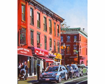 Brooklyn Painting Print. Carroll Gardens Art. Wall Decor. Smith Street. Living Room Decor. Cityscape NYC Decor.  Gwen Meyerson