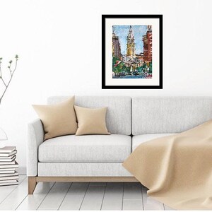 Philadelphia Watercolor Painting. City Hall, Home Decor. Living Room Decor. Philly cityscape. Center City Art Print. Gwen Meyerson image 8