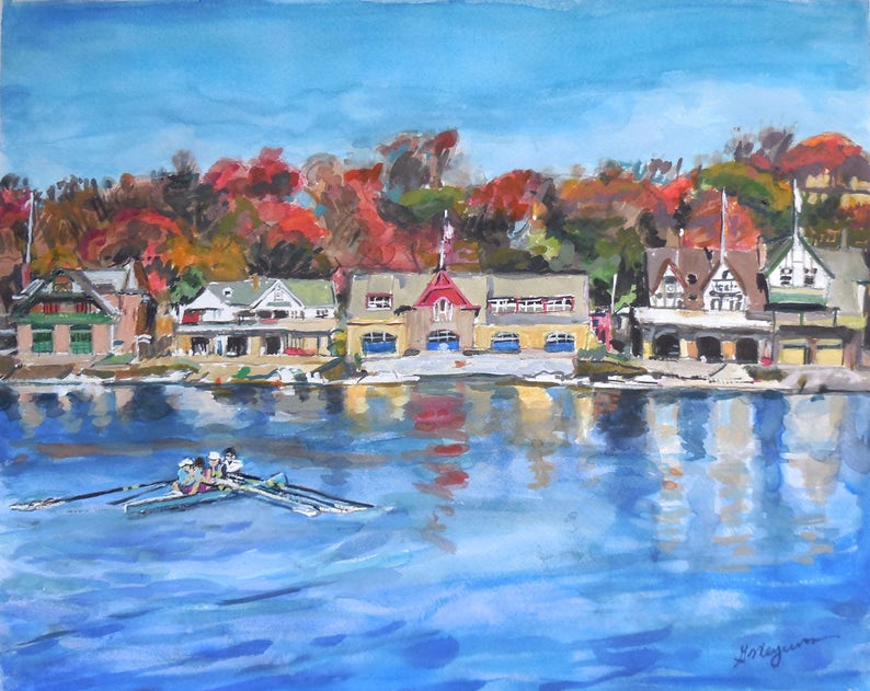 Boathouse Row. Philadelphia Painting. Philly Art. Etsy