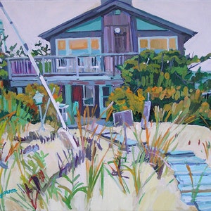 Jersey Shore Beach House Art Print: Summer Vacation Painting by Gwen Meyerson
