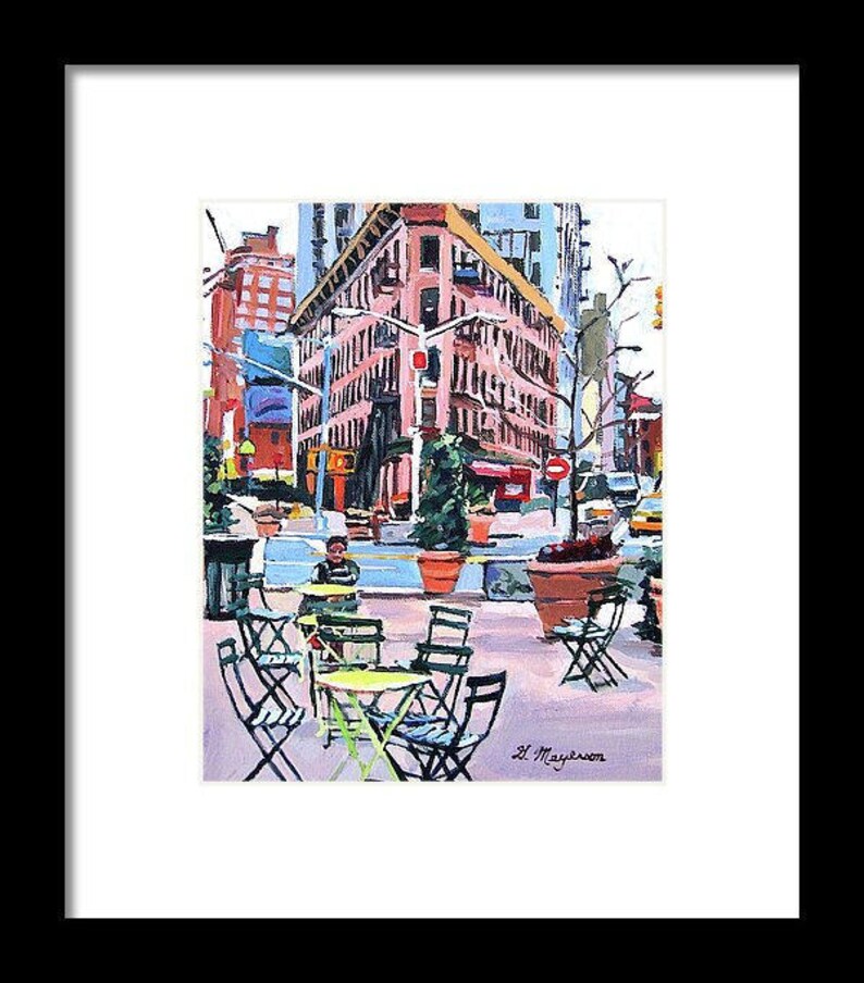 Meatpacking District Plaza, Chelsea Market New York NYC Art, Living Room Decor Art Print Cityscape. pink New York Painting Gwen Meyerson image 4