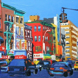 Chinatown Buildings, Living Room Decor, NYC Art, Wall Decor, New York City Painting by Gwen Meyerson