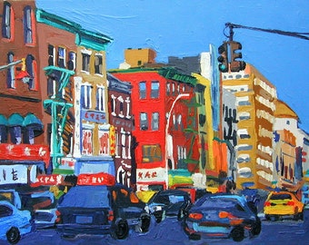 Chinatown Buildings, Living Room Decor, NYC Art, Wall Decor, New York City Painting by Gwen Meyerson