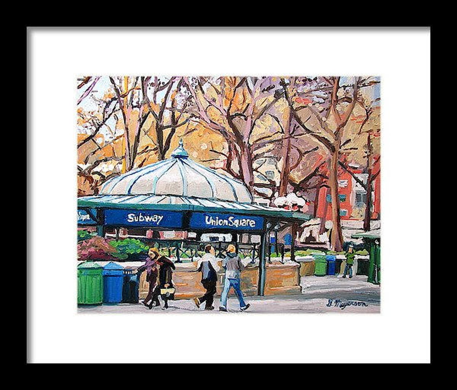 Union Square New York Art Wall Decor Autumn Cityscape Painting Etsy