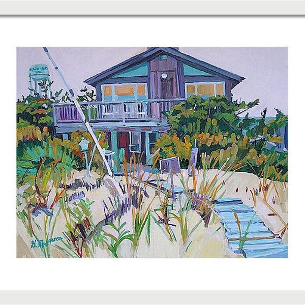 New Jersey Shore Beach House, Living Room Decor. Fine Art Print Summer Vacation  Wall Art   beach art Painting by Gwen Meyerson