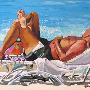 Beach Girl Art Print. Woman Lounger, Caribbean, Sunbather Painting by Gwen Meyerson image 10