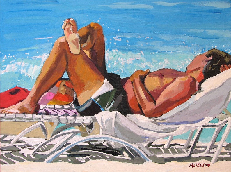 Beach Girl Art Print. Woman Lounger, Caribbean, Sunbather Painting by Gwen Meyerson image 10