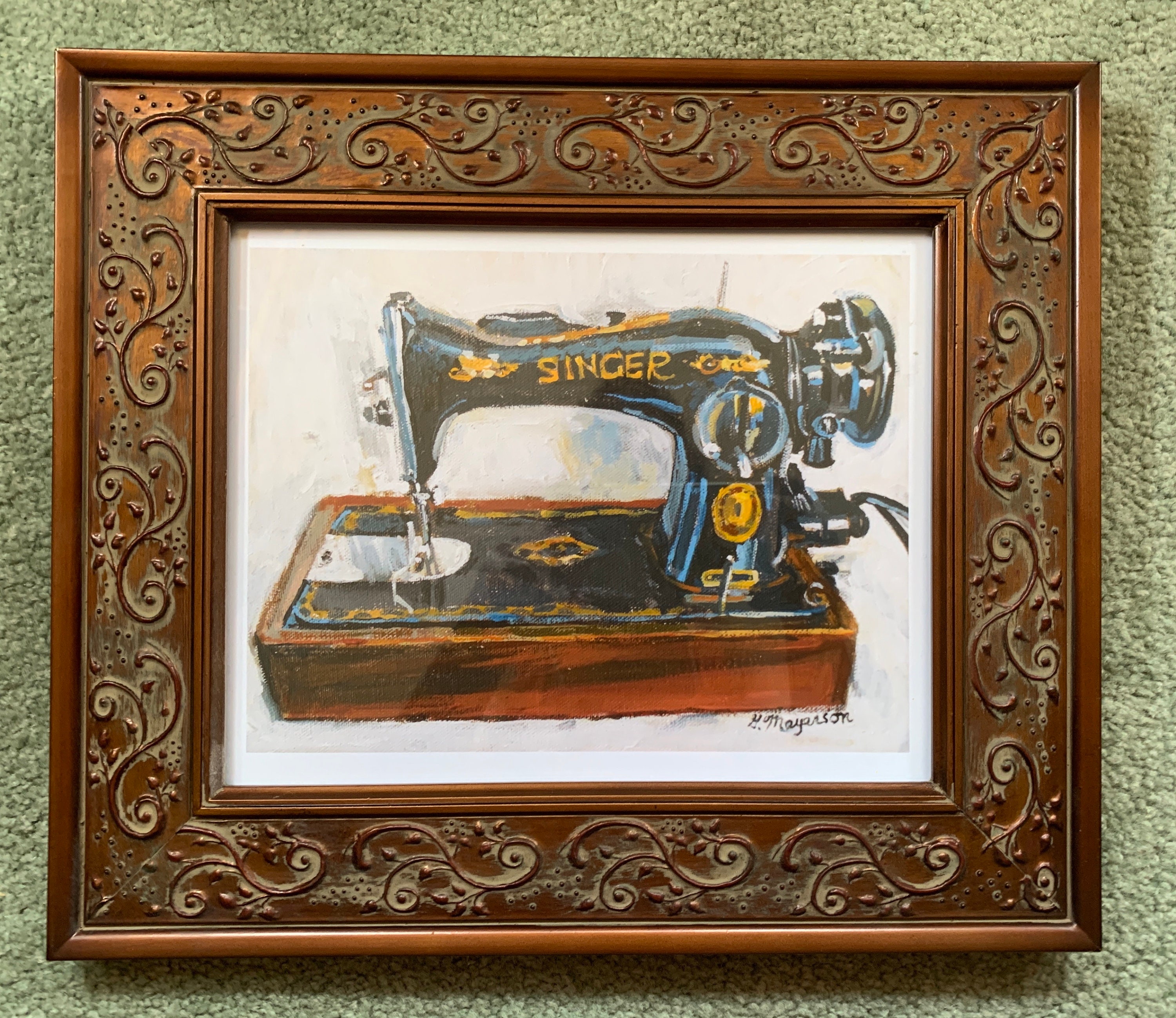 Vintage Old Singer Sewing Machine Painting Gift for Crafter Etsy