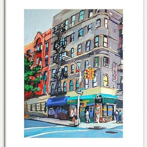 Corner Bodega Painting, New York City Buildings Cityscape. NYC Wall Art Cityscape  Painting by Gwen Meyerson