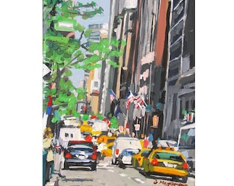 NYC Painting, Midtown New York Wall Art print. Manhattan buildings.  Gwen Meyerson